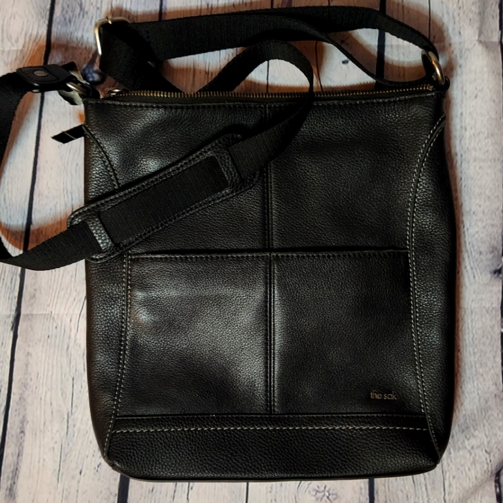 The Sak Sleek Black Leather Crossbody Bag